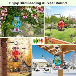 Hand Blown Glass Hummingbird Feeders for Outdoors Hanging, 22 Ounce, 5 Feeding Ports with Perch, Gifts for Bird Lovers Awa Nest,  bird house, bird houses, awa nest, awanest, cage for my birds, all things feathered, hummingbird cage, hummingbird nest, tools for my humming bird, yellow bird nest, tools for my yellowbird, humming bird facts, bird feed