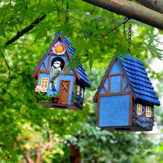 Garden Bird House for outside Clearance Hanging Outdoors Country Cute Birdhouses for Wren Finchs Chickadee Hummingbird Tree Swallow Cage Kids Nature Lover Bluebird House(Blue),  bird house, bird houses, awa nest, awanest, cage for my birds, all things feathered, hummingbird cage, hummingbird nest, tools for my humming bird, yellow bird nest, tools for my yellowbird, humming bird facts, bird feed