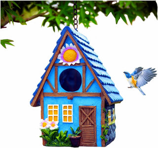 Garden Bird House for outside Clearance Hanging Outdoors Country Cute Birdhouses for Wren Finchs Chickadee Hummingbird Tree Swallow Cage Kids Nature Lover Bluebird House(Blue),  bird house, bird houses, awa nest, awanest, cage for my birds, all things feathered, hummingbird cage, hummingbird nest, tools for my humming bird, yellow bird nest, tools for my yellowbird, humming bird facts, bird feed