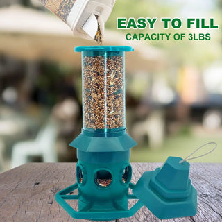 Squirrel-Proof Bird Feeder for Outdoors - Hanging Wild Bird Feeder with Gravity Protection in Green Awa Nest